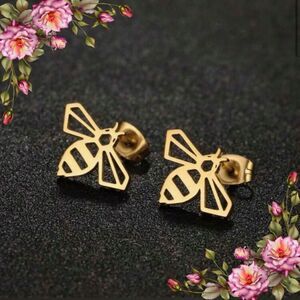 Small Bee Stud Earring Stainless Steel Mini Earrings